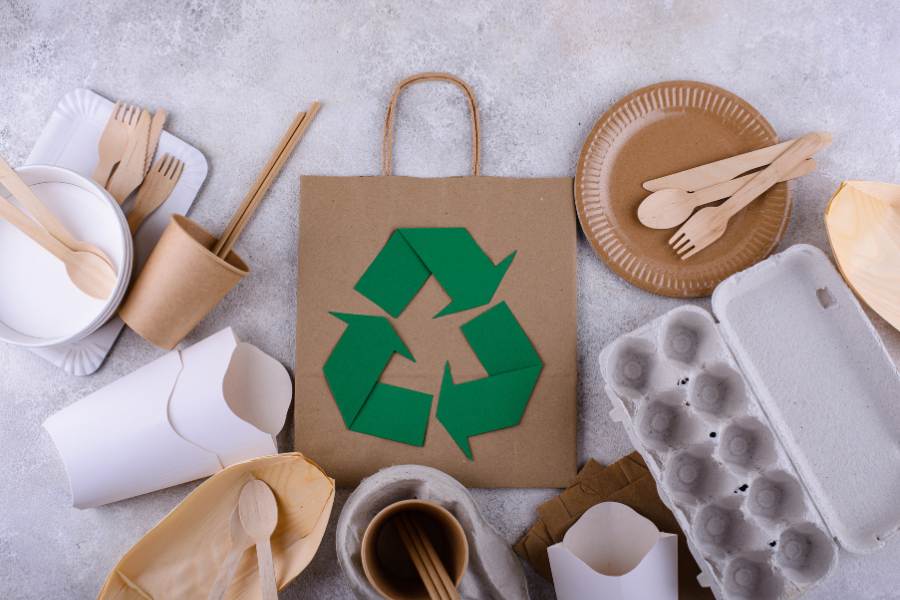 Productos material reciclado para eventos sostenibles